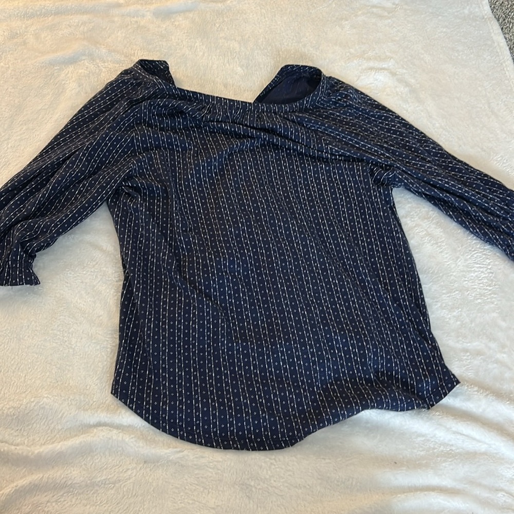 Lucky Brand Navy Patterned Blouse - Picture 3 of 5